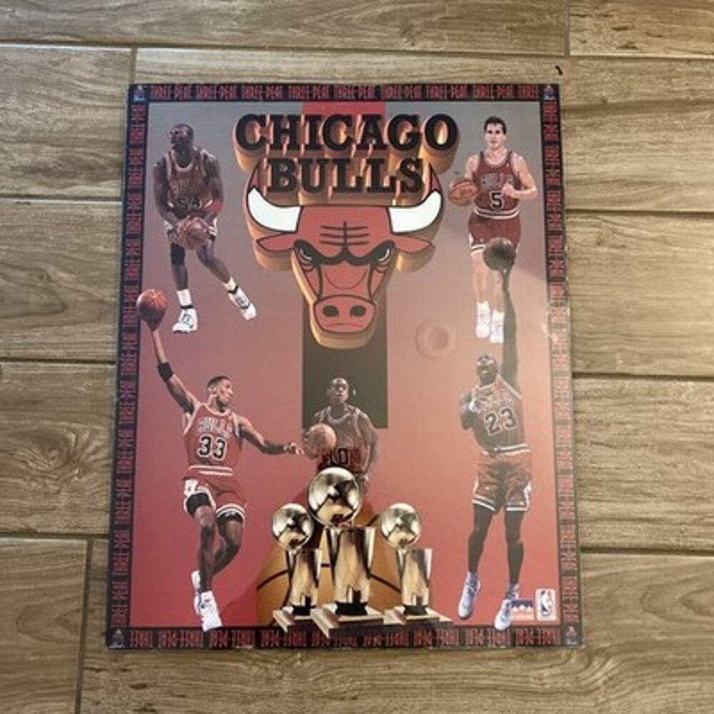 Vintage Bulls 1993 NBA Finals Three-Peat Poster Original Starline Jordan